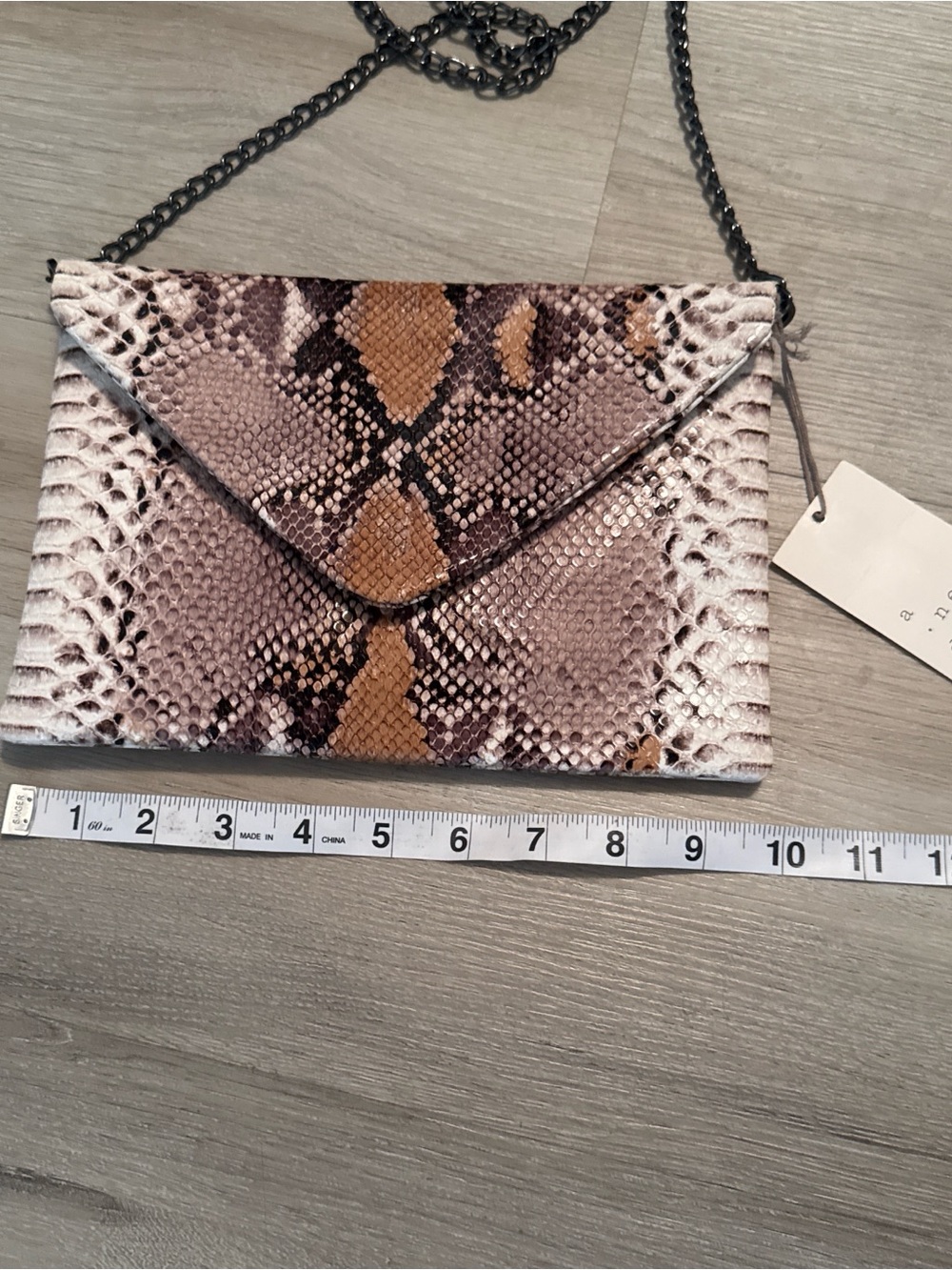 a new day Snake-Print Crossbody Envelope Bag - Brown, Tan, Cream - Picture 3 of 4